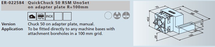 ER-022584快速卡盤(pán)50 rsm/unoset 連過(guò)渡板r=